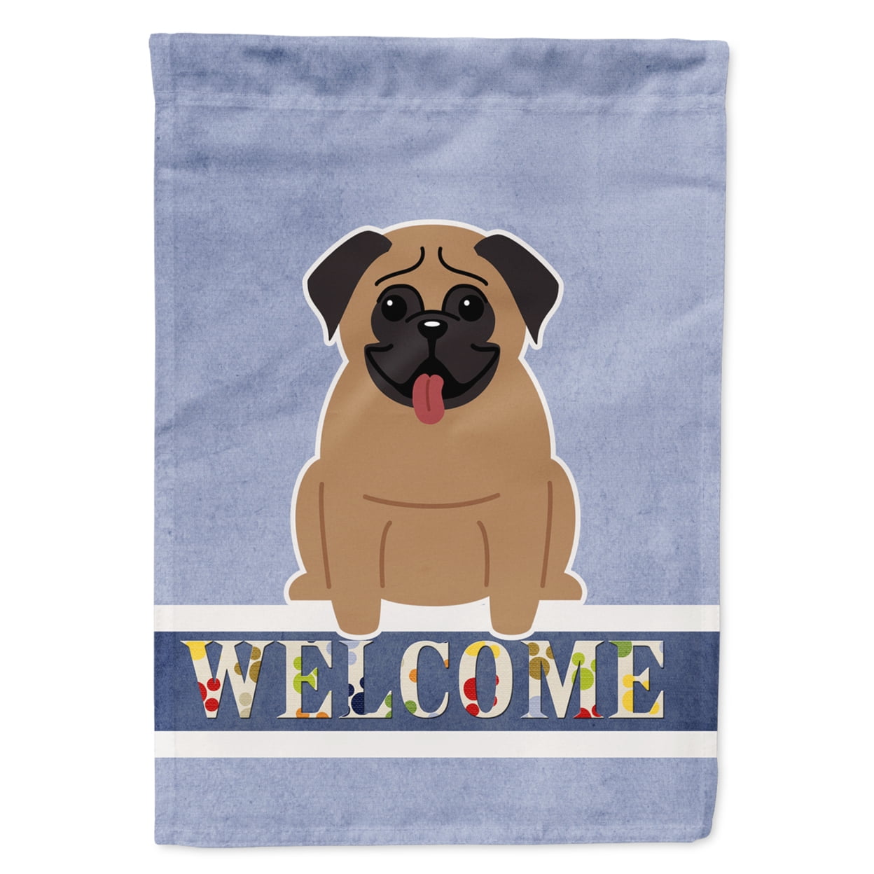 Pug Brown Welcome Garden Size Flag