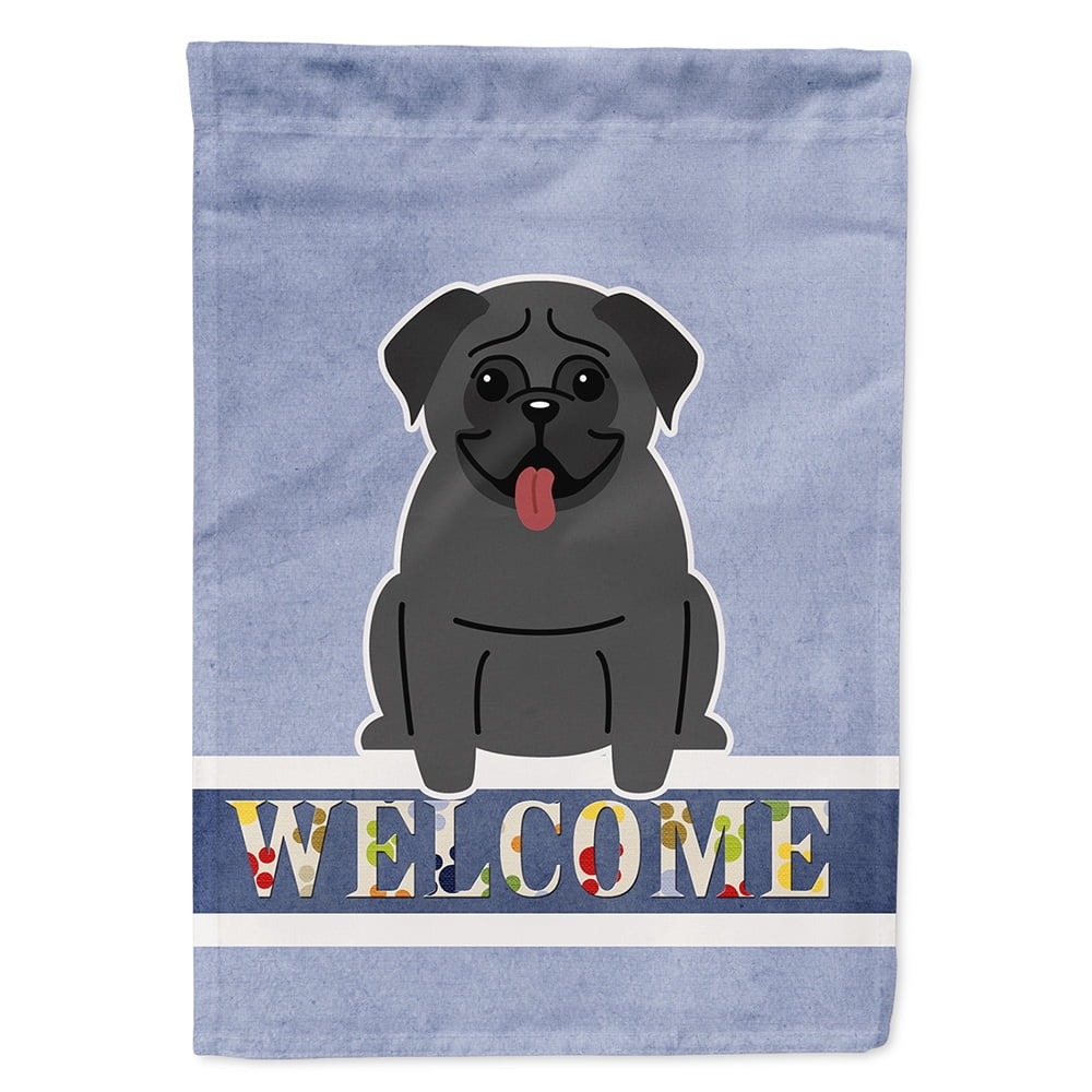 Pug Black Welcome Garden Size Flag