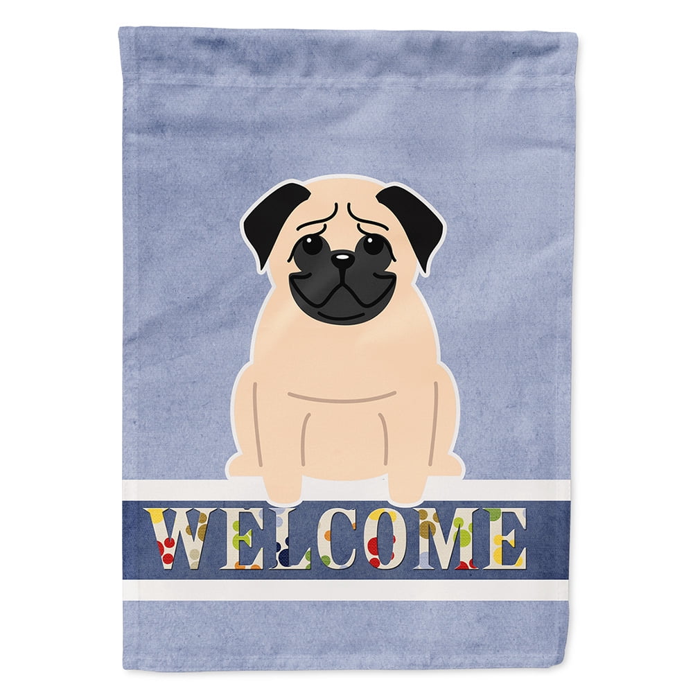 Pug Fawn Welcome Garden Size Flag