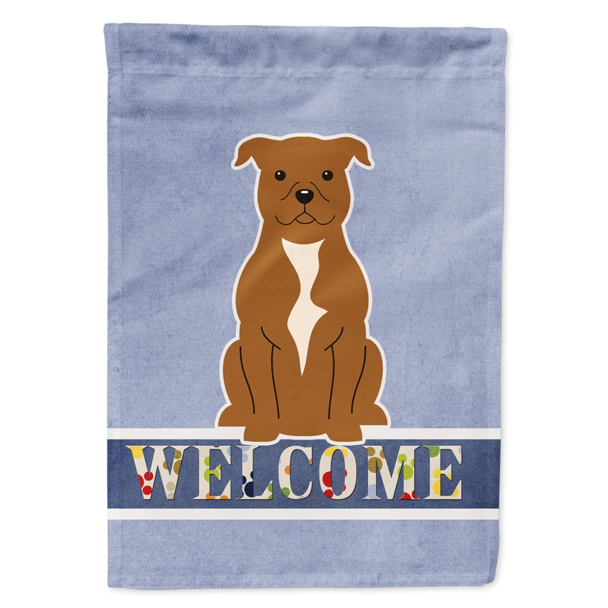 BB5628GF Staffordshire Bull Terrier Brown Welcome Garden Size Flag