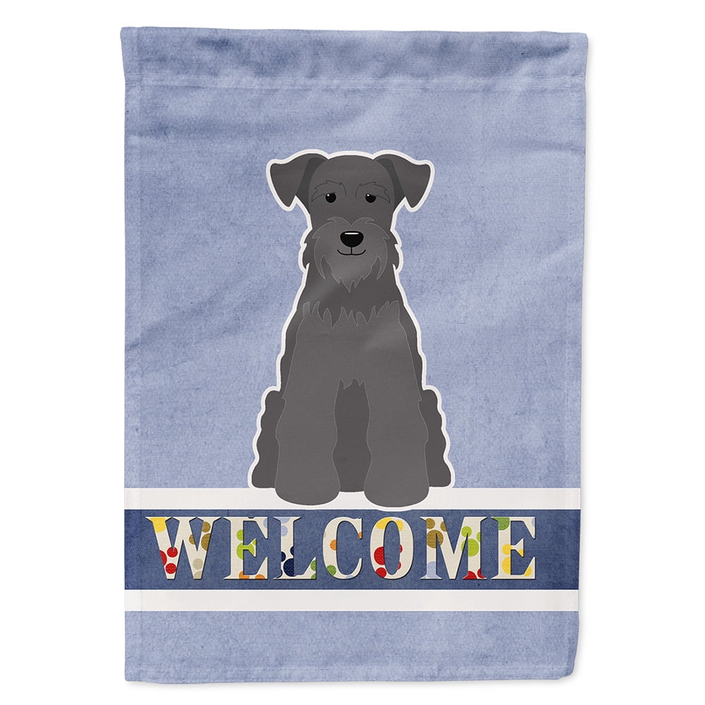 Miniature Schanuzer Black Welcome Garden Size Flag
