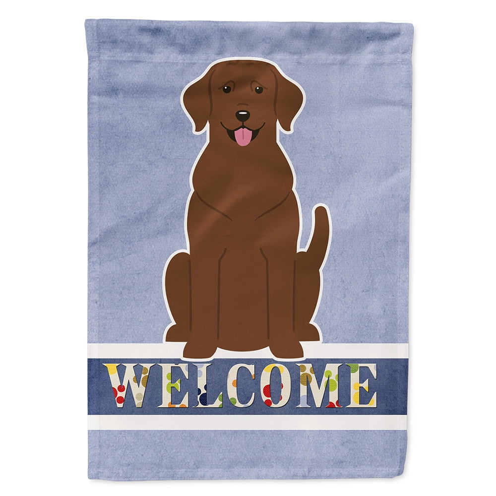Chocolate Labrador Welcome Garden Size Flag