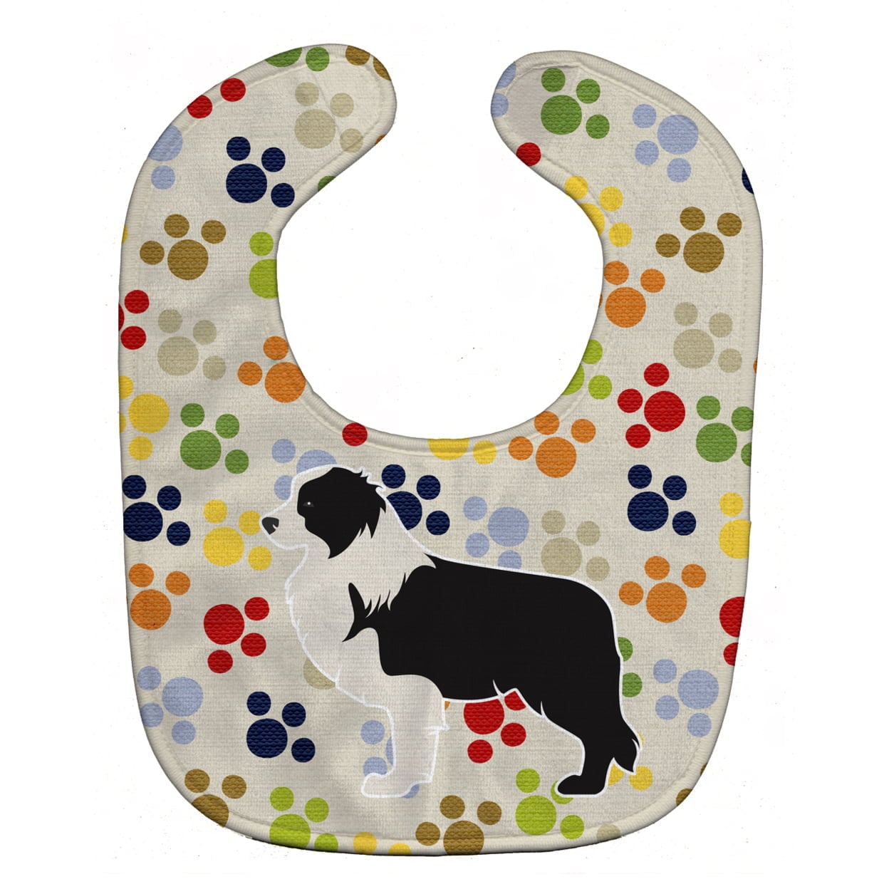 Black Border Collie Pawprints Baby Bib