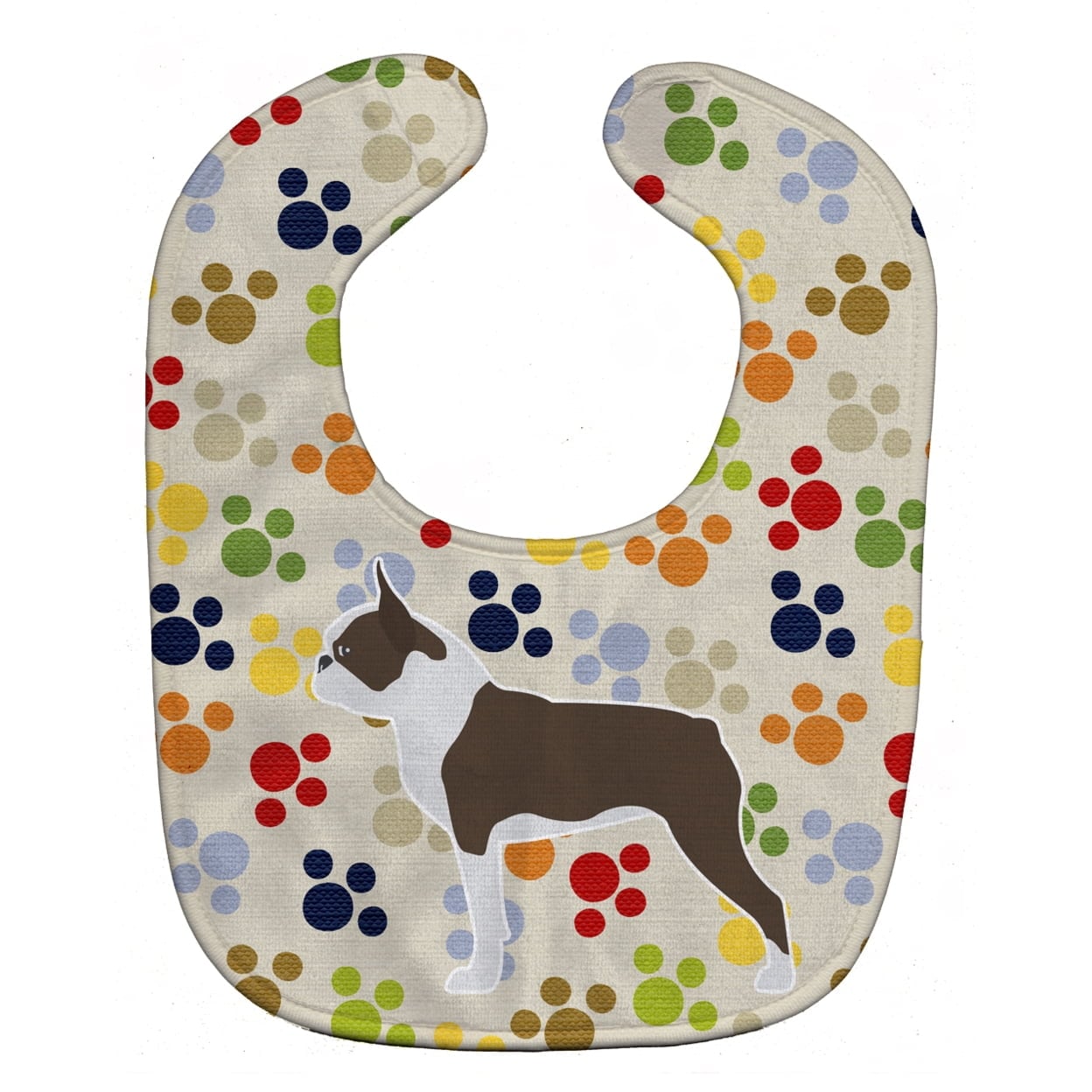 Boston Terrier Pawprints Baby Bib