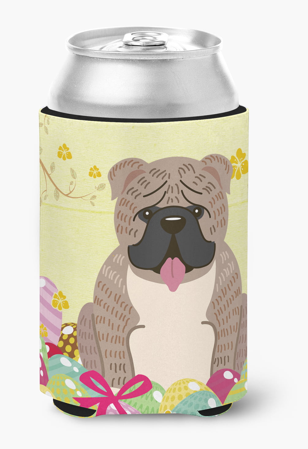 Easter Eggs English Bulldog Grey Brindle Can or Bottle Hugger