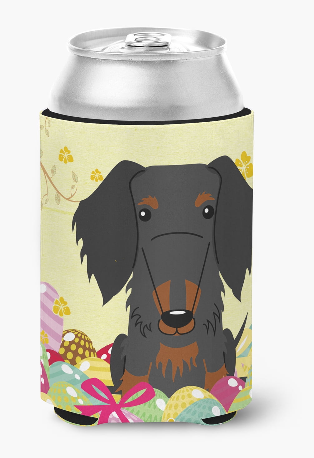 BB6127CC Easter Eggs Wire Haired Dachshund Black Tan Can or Bottle Hugger