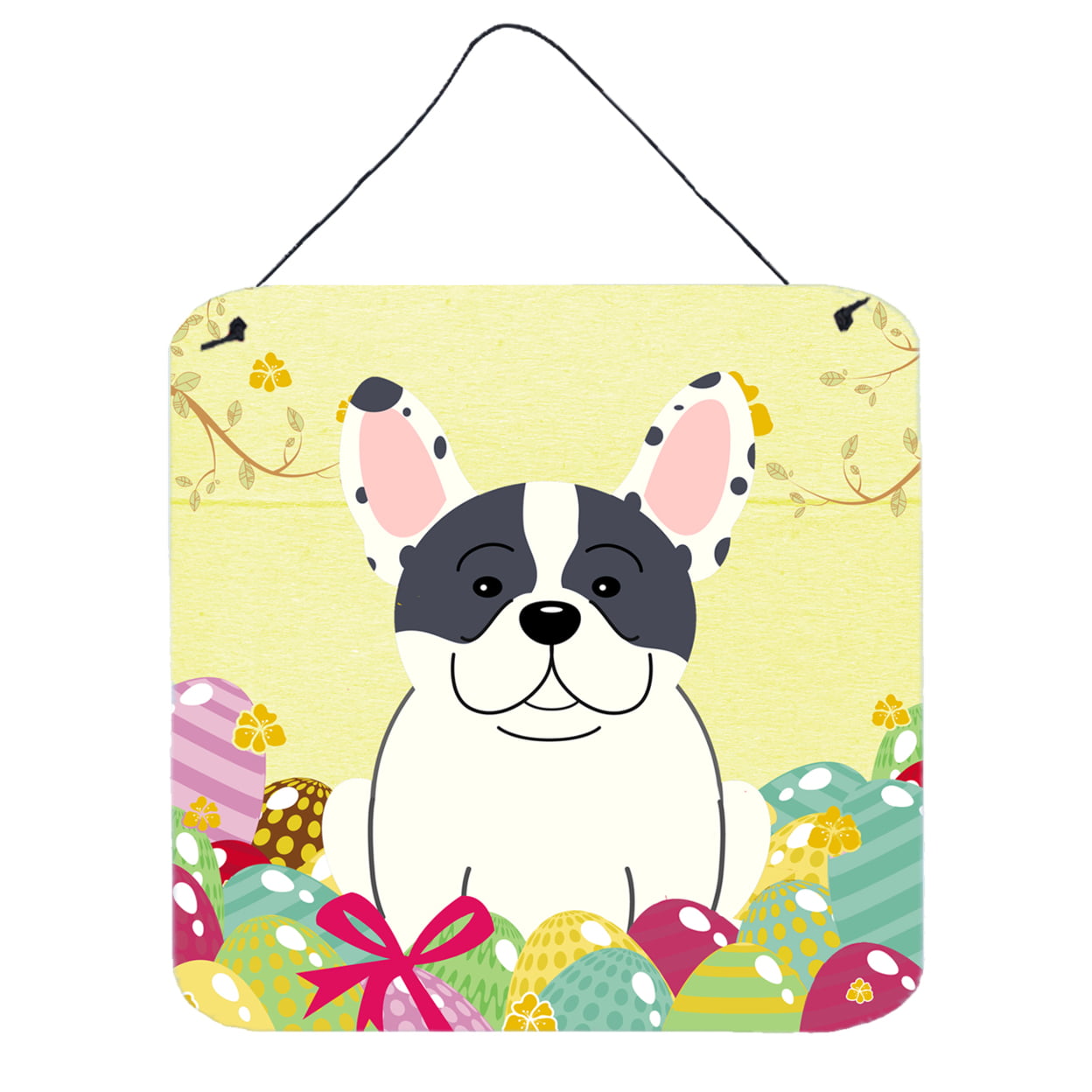 Easter Eggs French Bulldog Piebald Wall or Door Hanging Prints