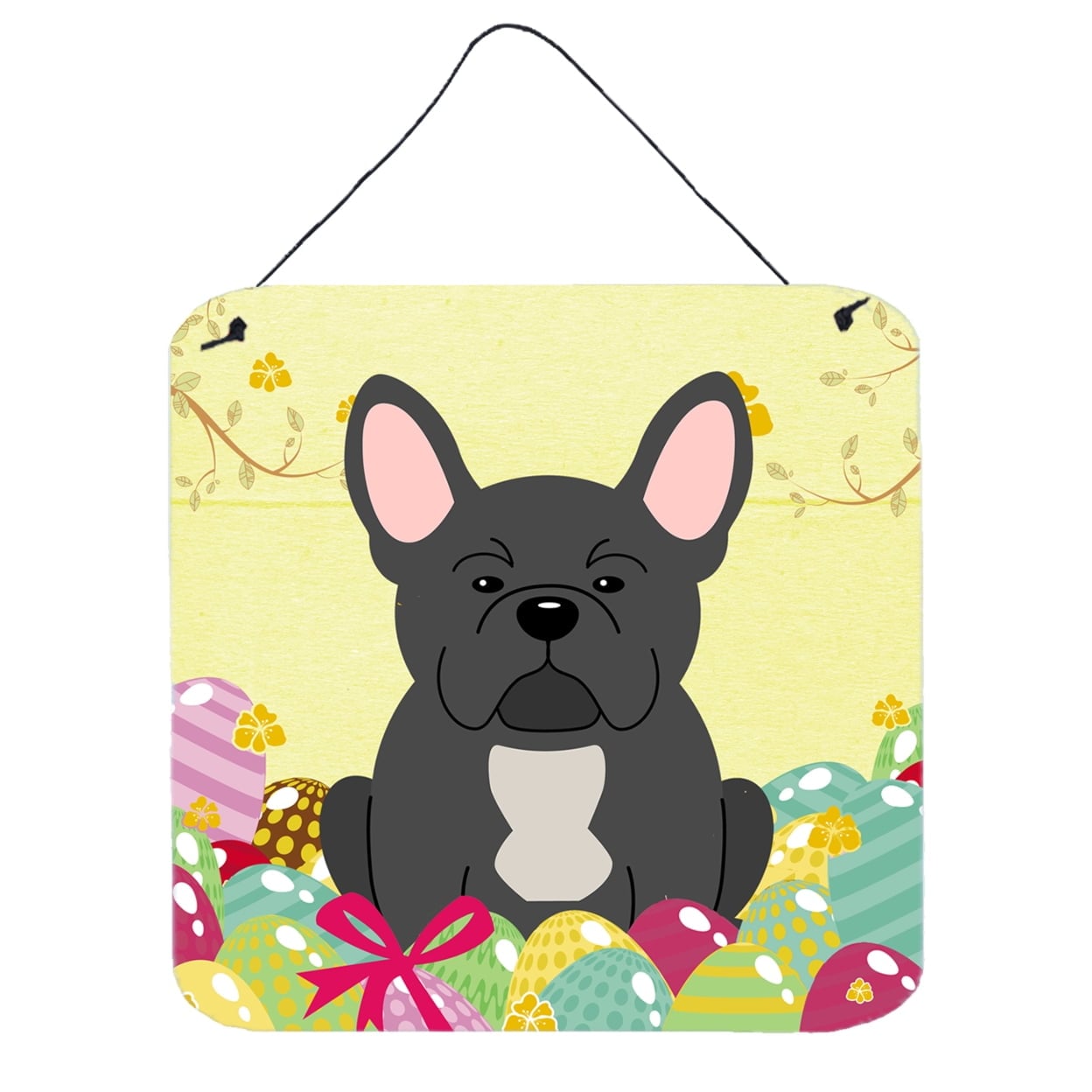 BB6014DS66 Easter Eggs French Bulldog Black Wall or Door Hanging Prints