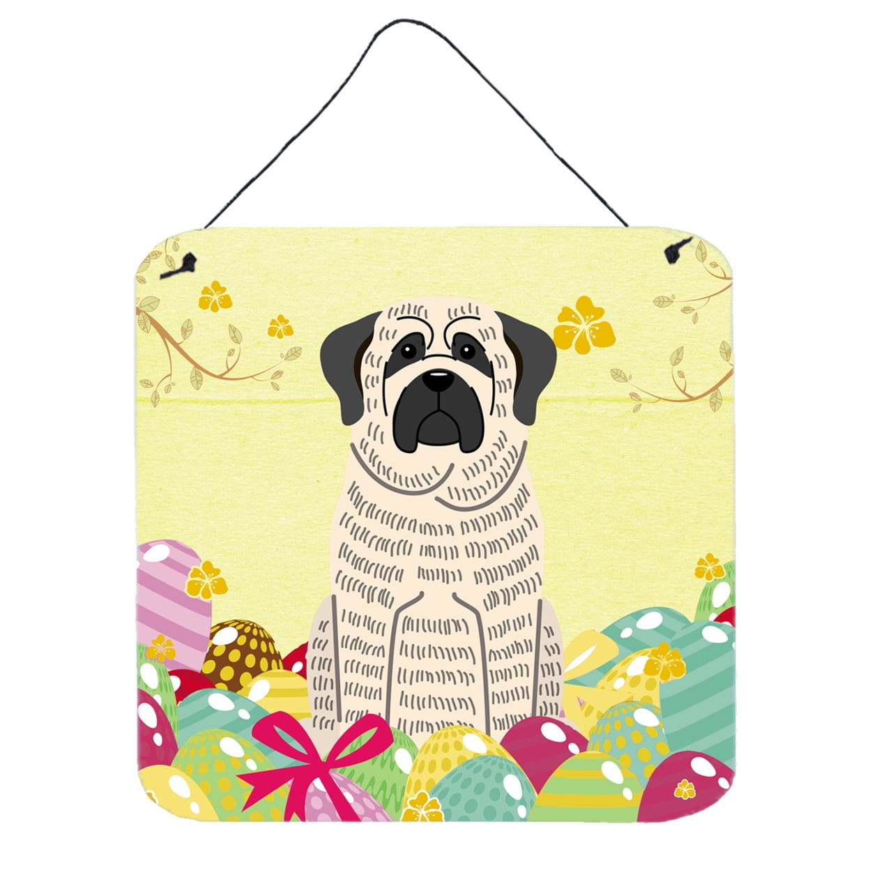BB6016DS66 Easter Eggs Mastiff Brindle White Wall or Door Hanging Prints