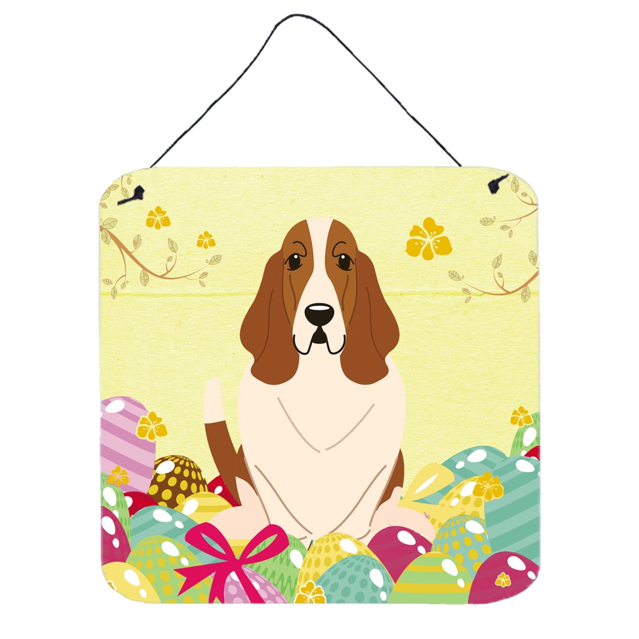 BB6021DS66 Easter Eggs Basset Hound Wall or Door Hanging Prints