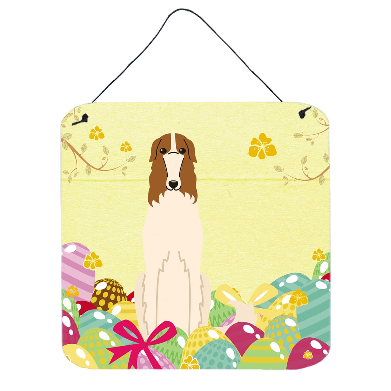 Easter Eggs Borzoi Wall or Door Hanging Prints