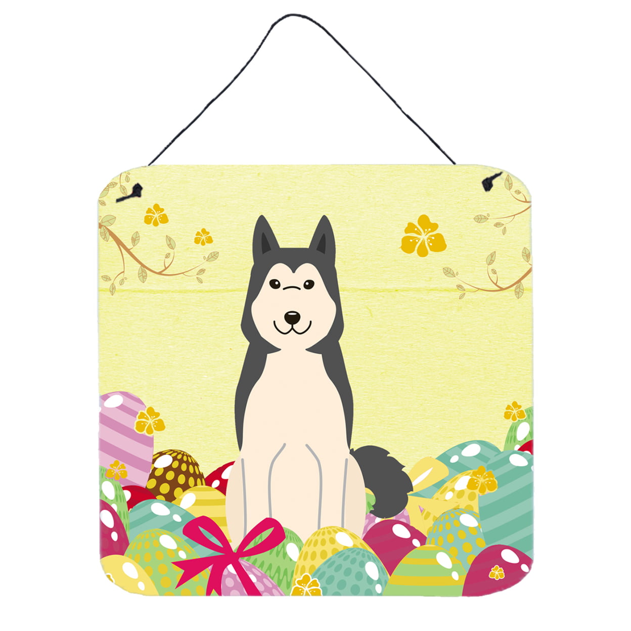 BB6025DS66 Easter Eggs West Siberian Laika Spitz Wall or Door Hanging Prints
