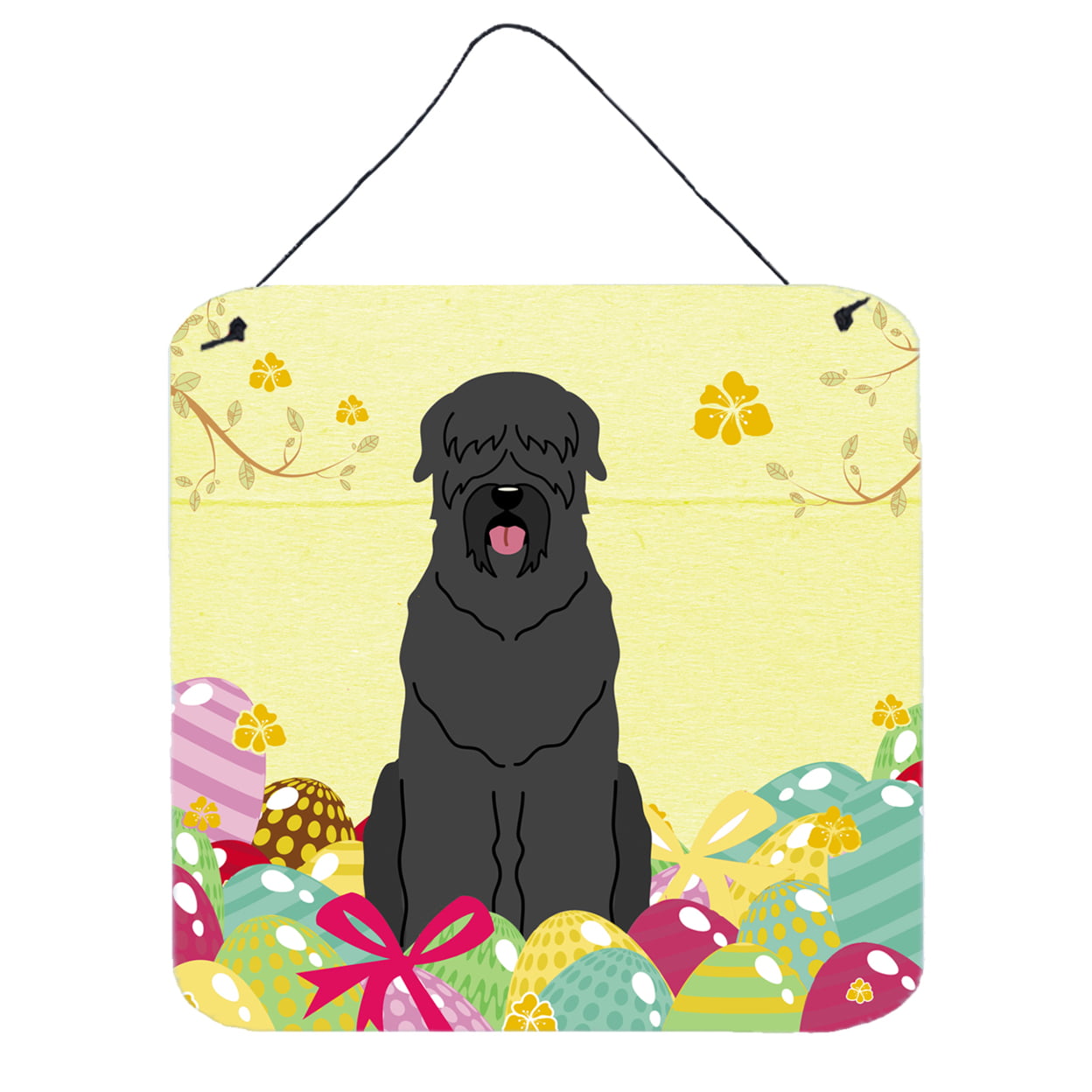 BB6026DS66 Easter Eggs Black Russian Terrier Wall or Door Hanging Prints