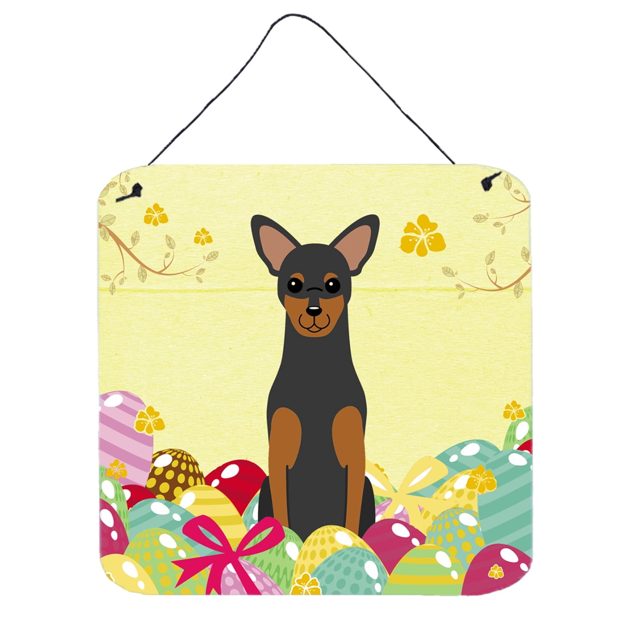 Easter Eggs Manchester Terrier Wall or Door Hanging Prints
