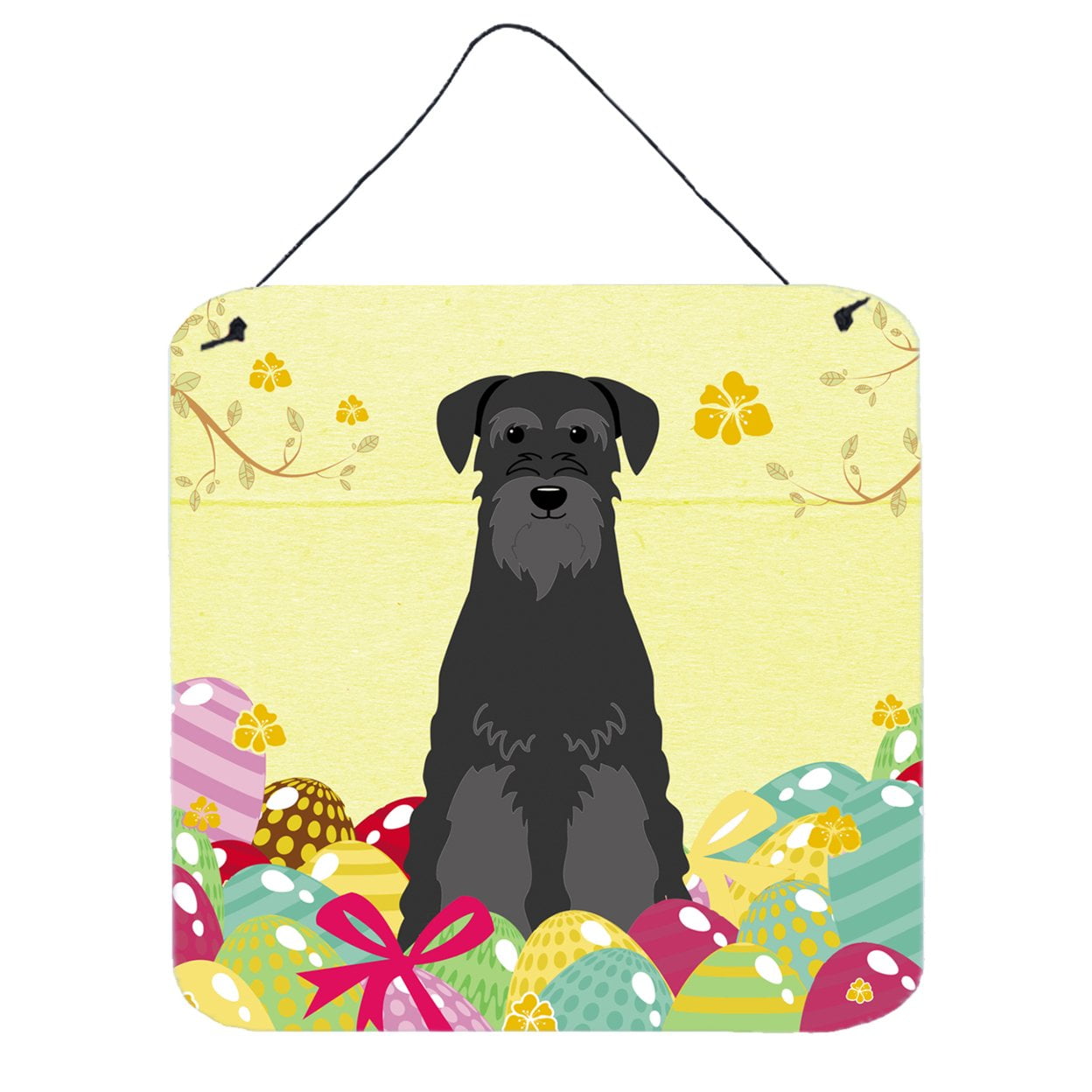 Easter Eggs Standard Schnauzer Black Wall or Door Hanging Prints