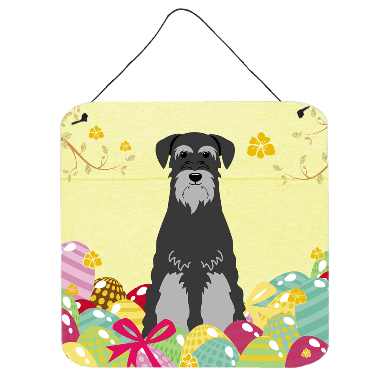 Easter Eggs Standard Schnauzer Black Grey Wall or Door Hanging Prints