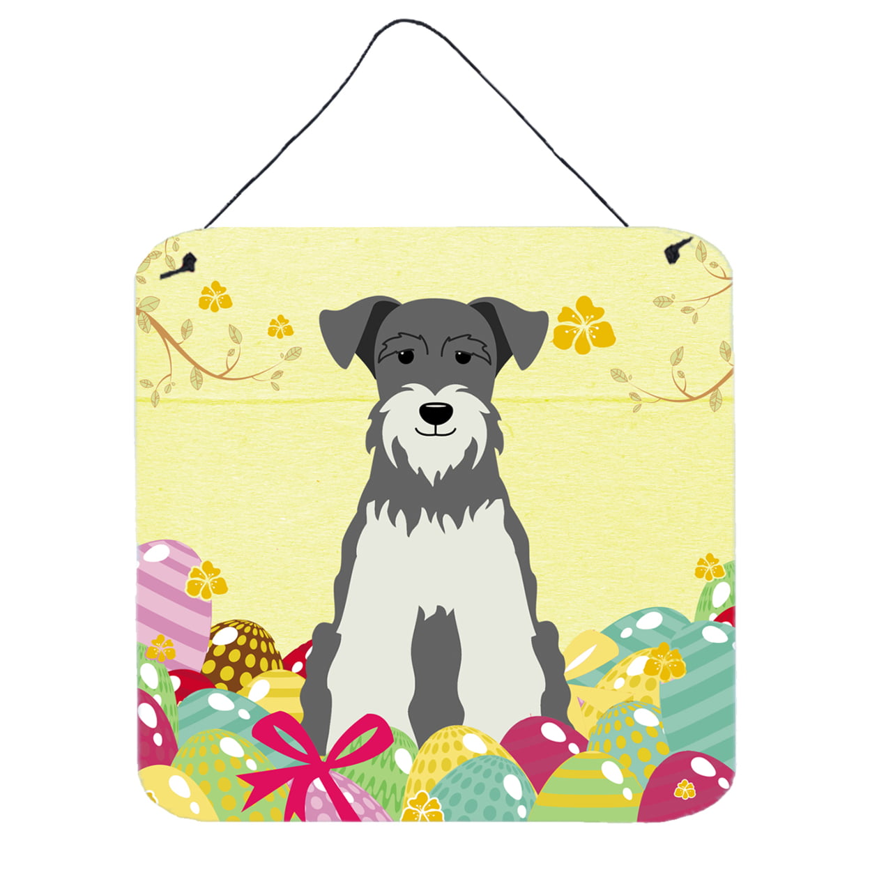 Easter Eggs Miniature Schanuzer Salt & Pepper Wall or Door Hanging Prints