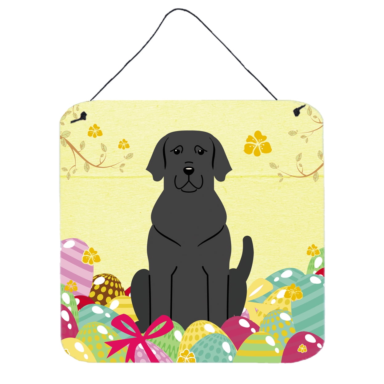 Easter Eggs Black Labrador Wall or Door Hanging Prints