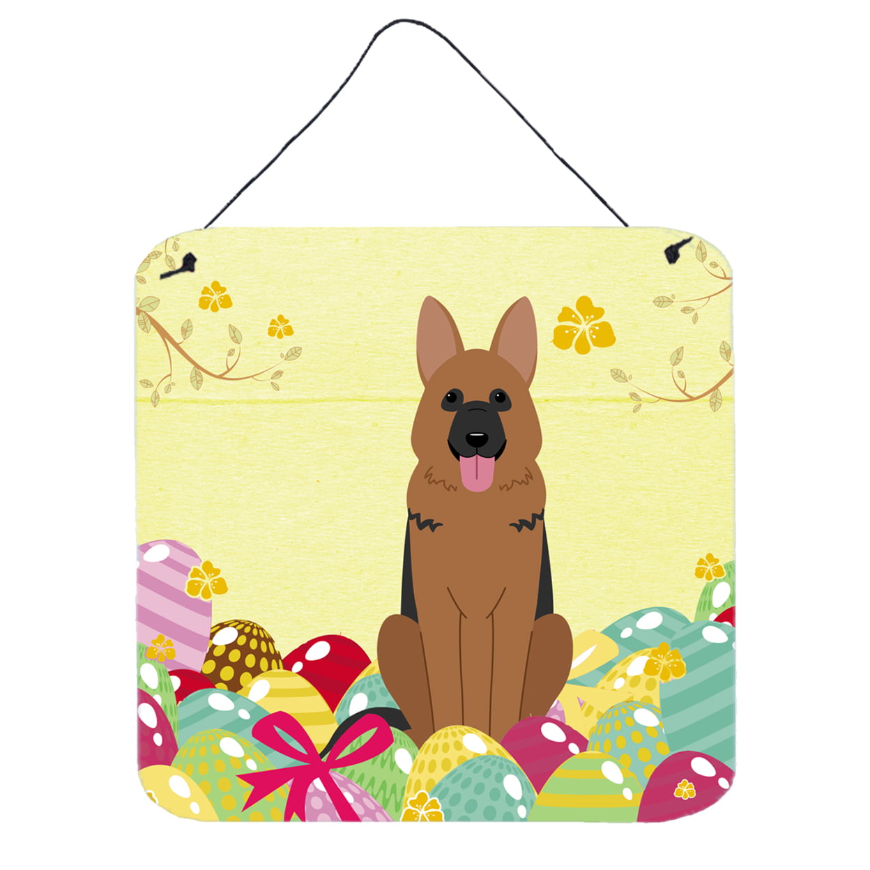 BB6067DS66 Easter Eggs German Shepherd Wall or Door Hanging Prints