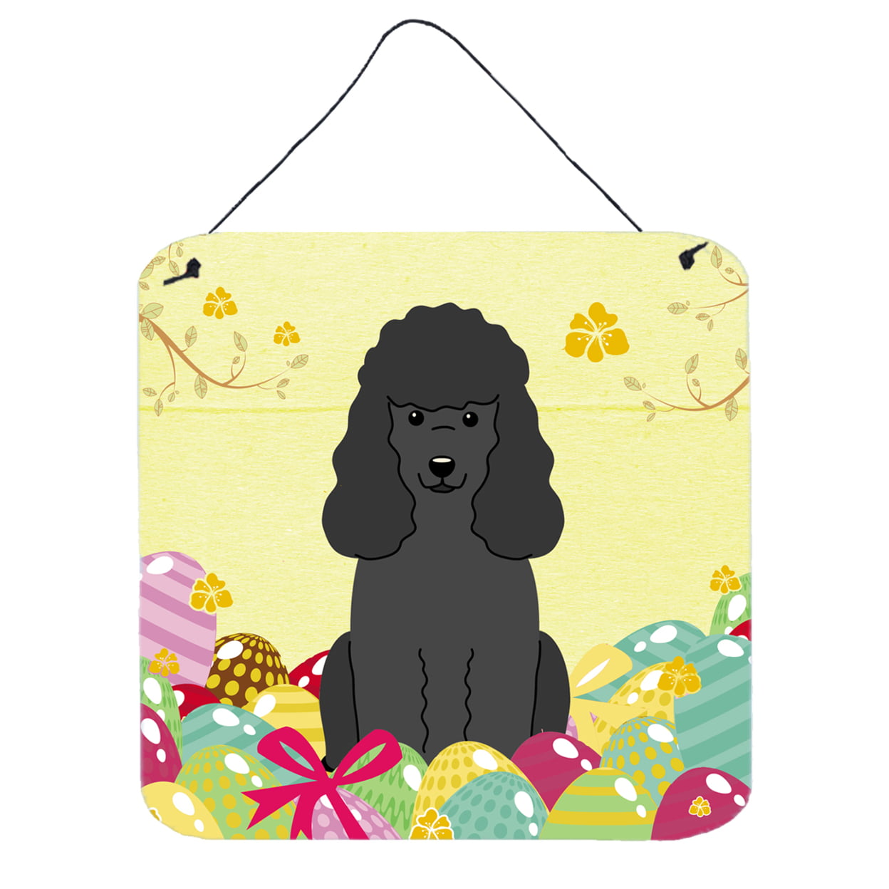 Easter Eggs Poodle Black Wall or Door Hanging Prints