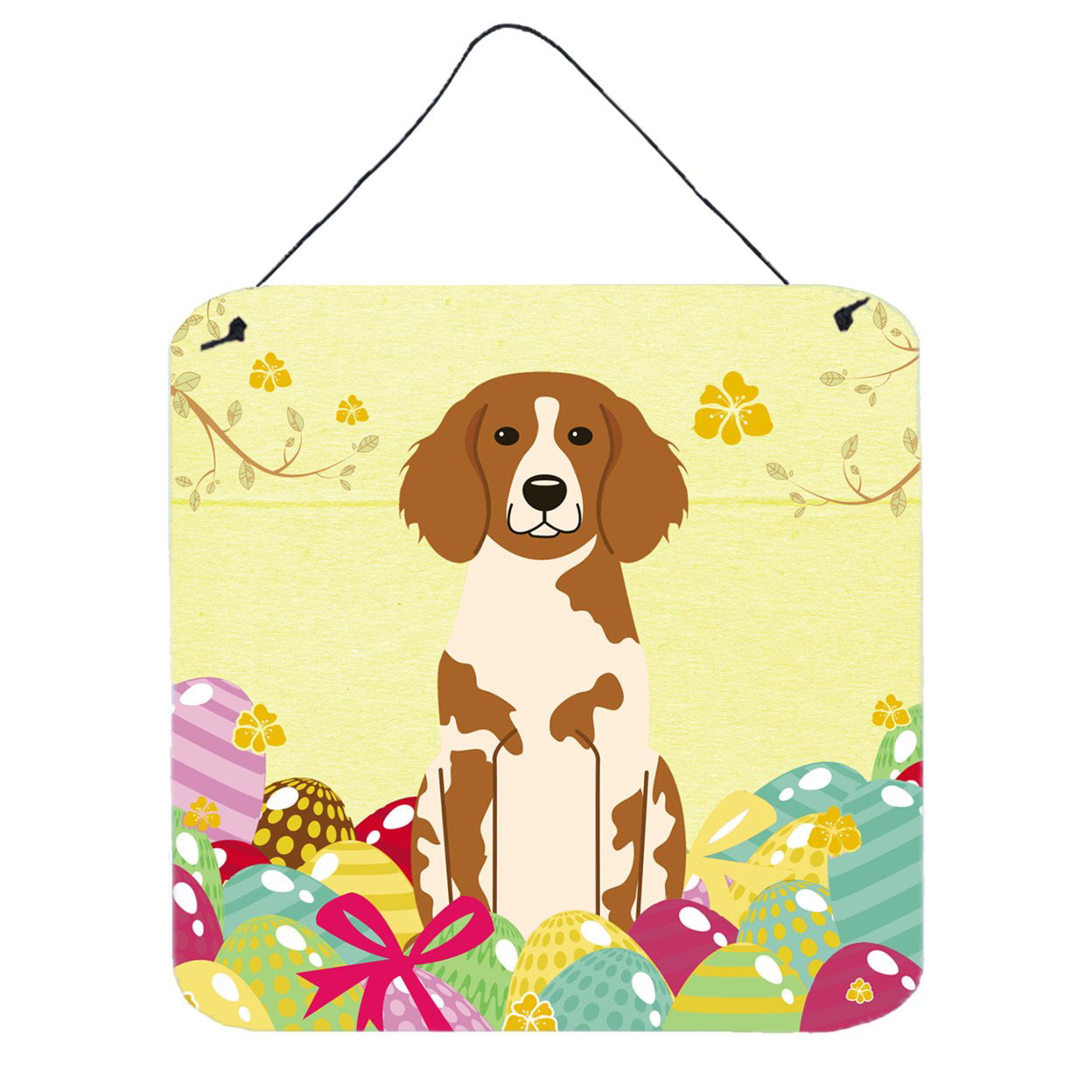 Easter Eggs Brittany Spaniel Wall or Door Hanging Prints