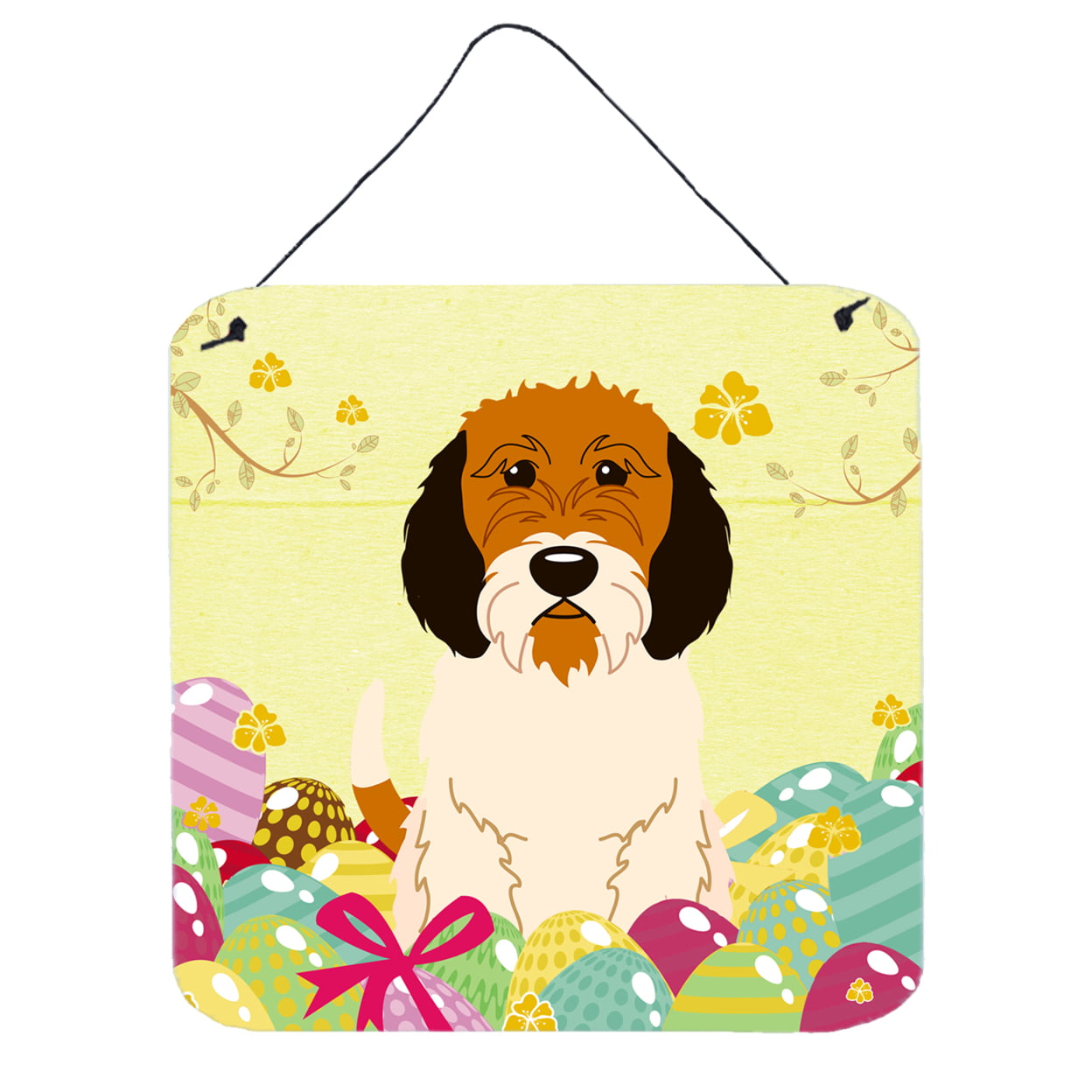 BB6079DS66 Easter Eggs Petit Basset Griffon Veenden Wall or Door Hanging Prints