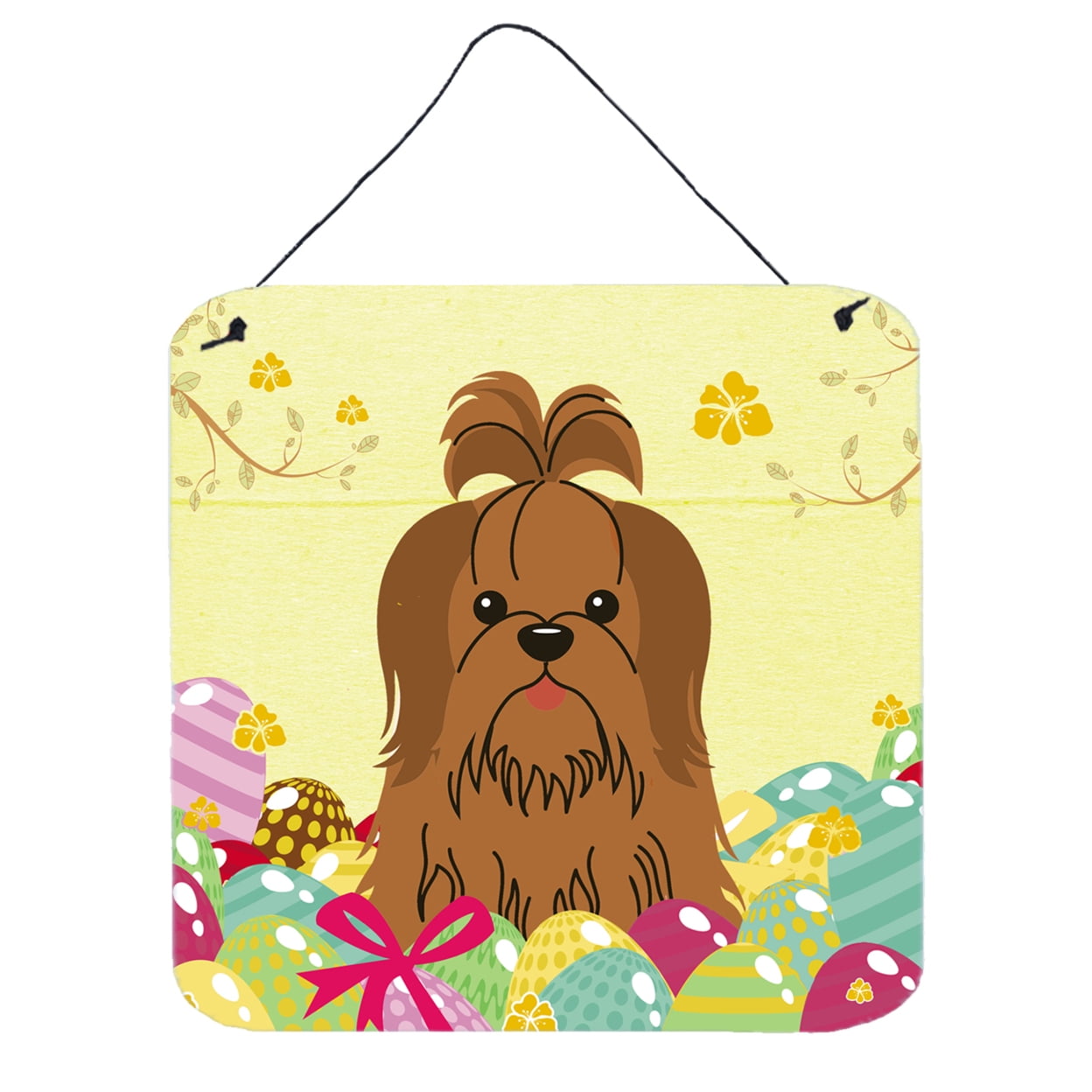 BB6086DS66 Easter Eggs Shih Tzu Silver Chocolate Wall or Door Hanging Prints