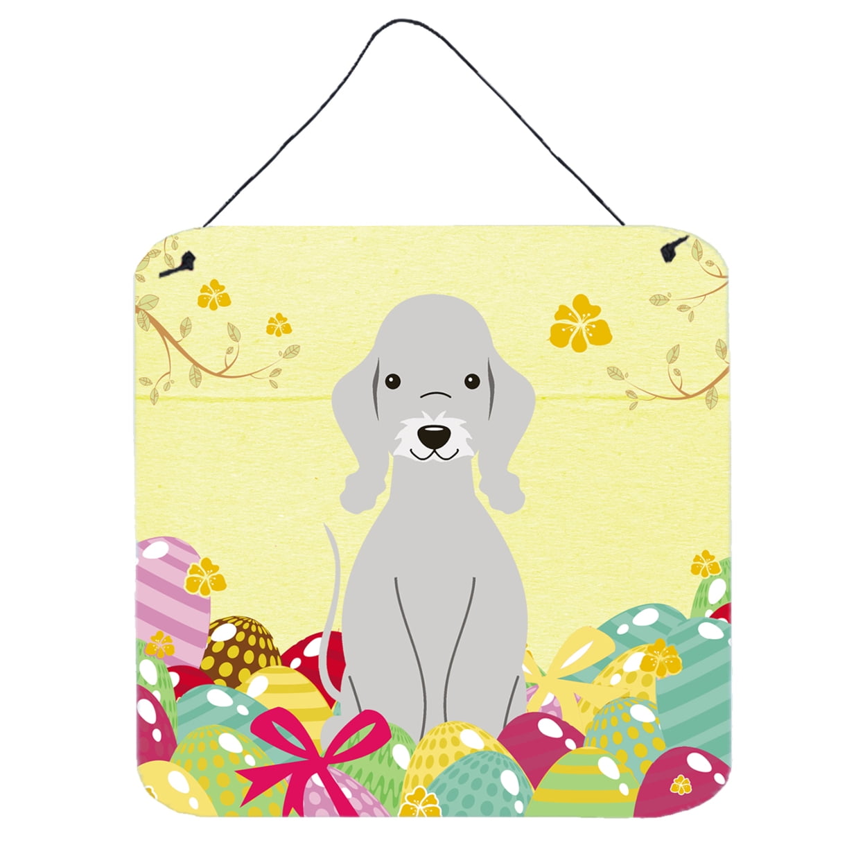 Easter Eggs Bedlington Terrier Blue Wall or Door Hanging Prints