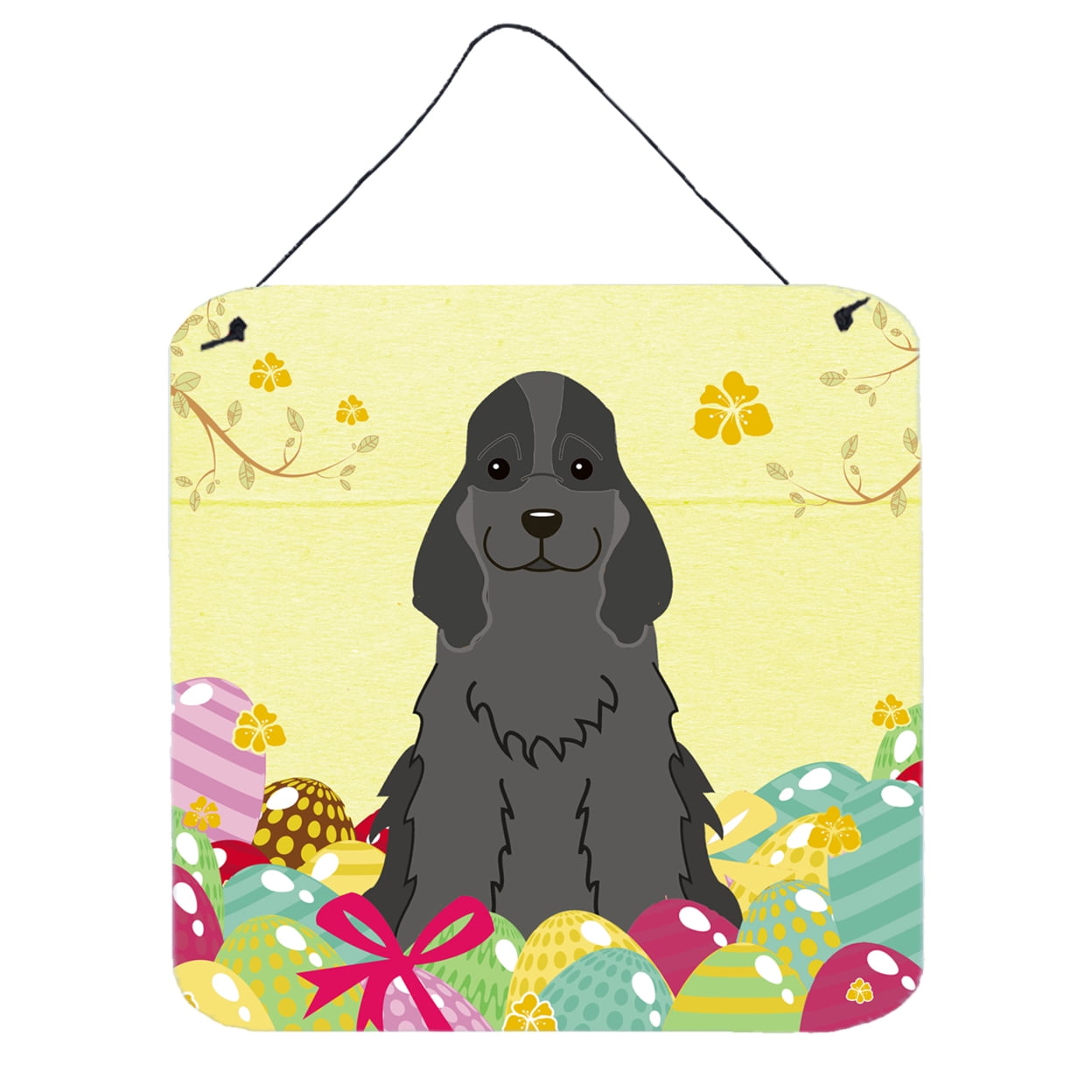 Easter Eggs Cocker Spaniel Black Wall or Door Hanging Prints