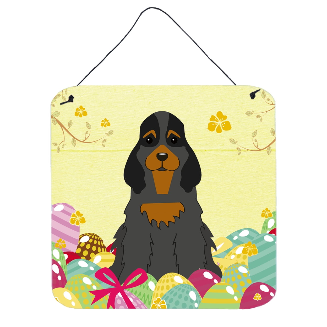 Easter Eggs Cocker Spaniel Black Tan Wall or Door Hanging Prints
