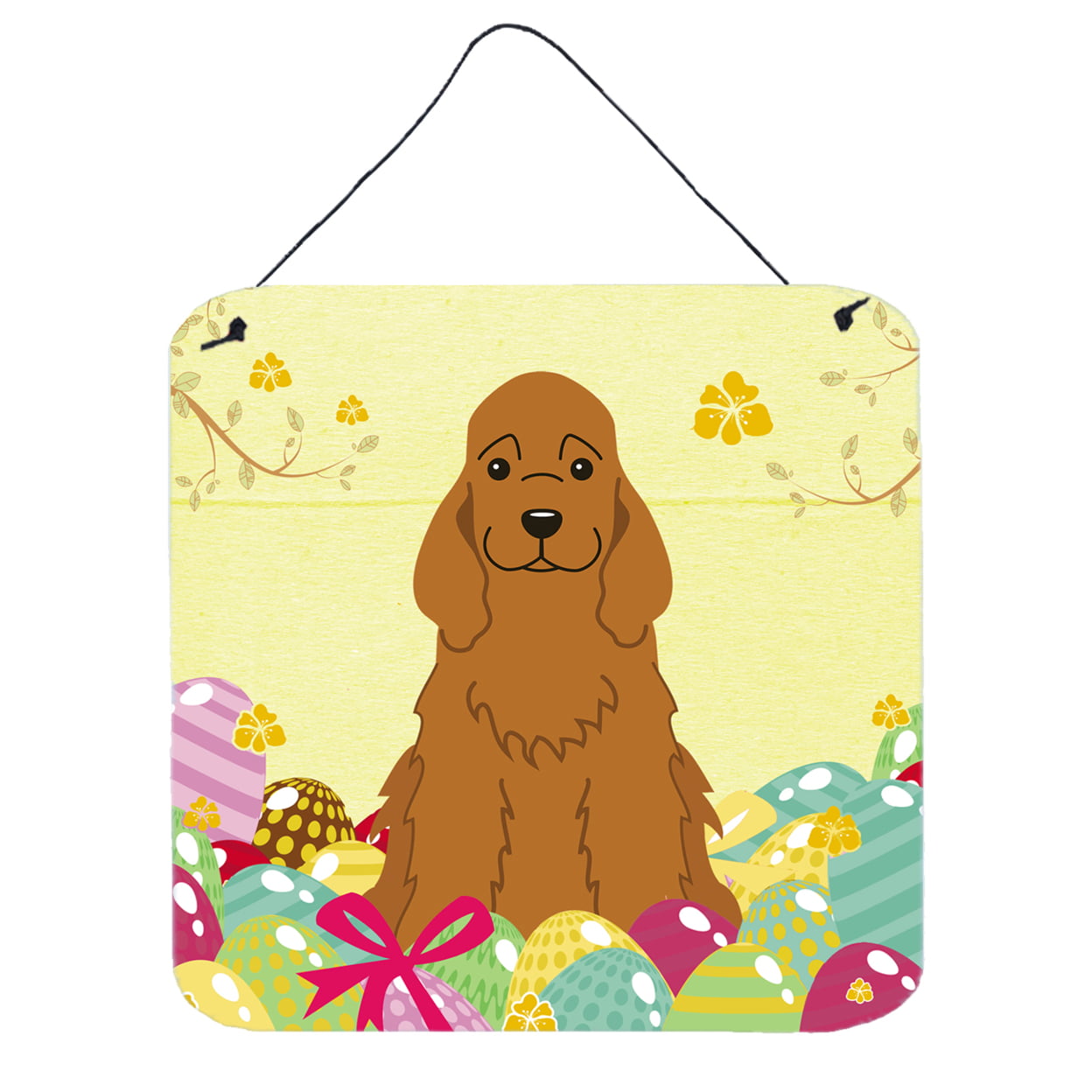Easter Eggs Cocker Spaniel Red Wall or Door Hanging Prints