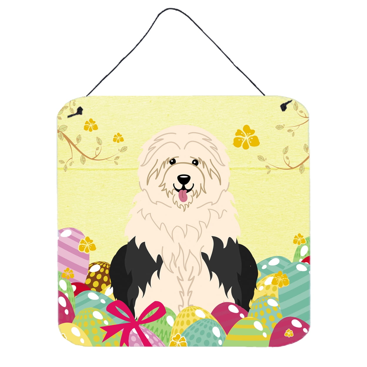 BB6096DS66 Easter Eggs Old English Sheepdog Wall or Door Hanging Prints