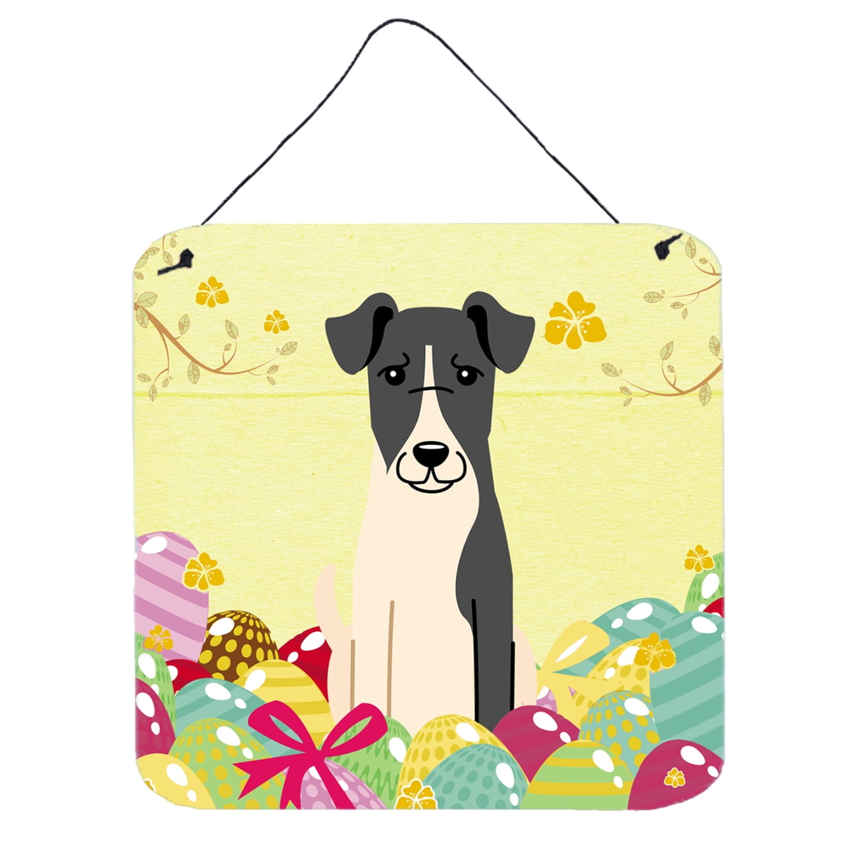 Easter Eggs Smooth Fox Terrier Wall or Door Hanging Prints