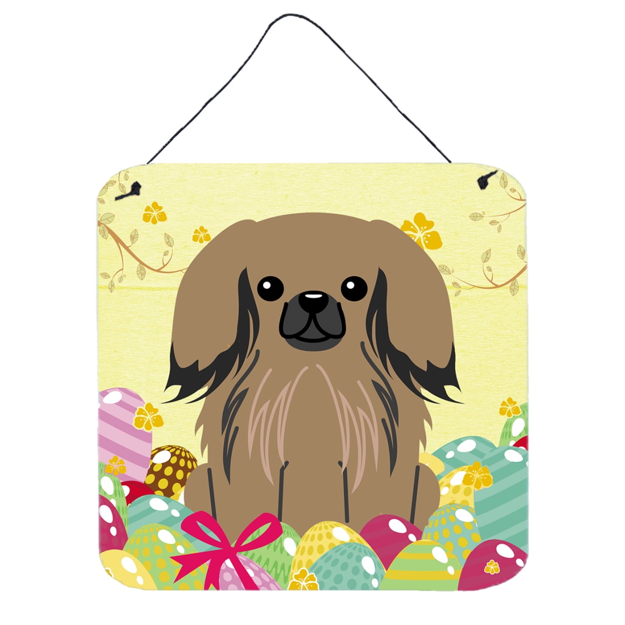 Easter Eggs Pekingnese Tan Wall or Door Hanging Prints