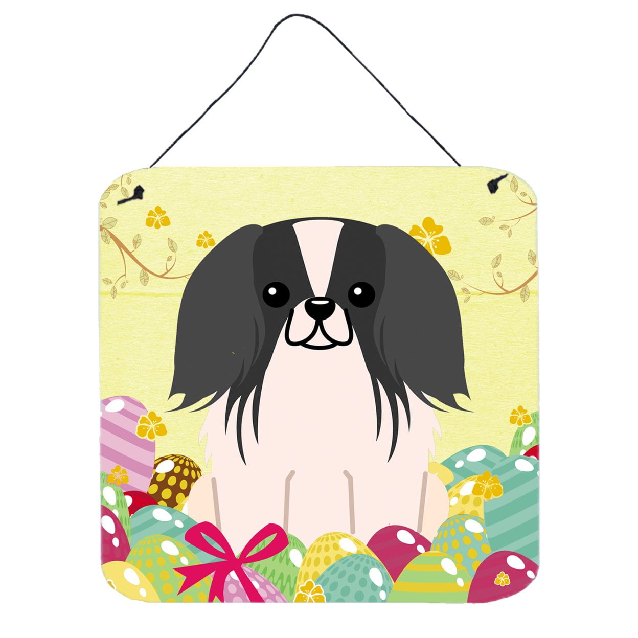 BB6105DS66 Easter Eggs Pekingnese Black White Wall or Door Hanging Prints