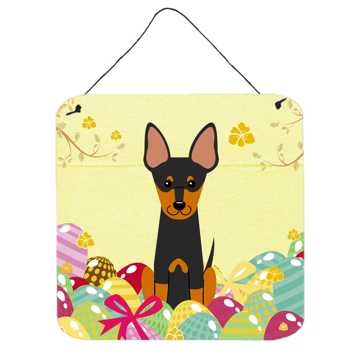 Easter Eggs English Toy Terrier Wall or Door Hanging Prints
