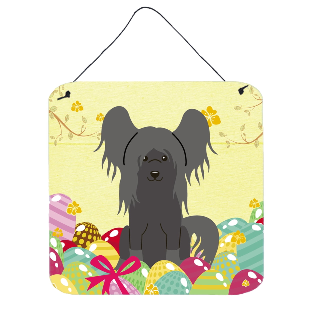 Easter Eggs Chinese Crested Black Wall or Door Hanging Prints