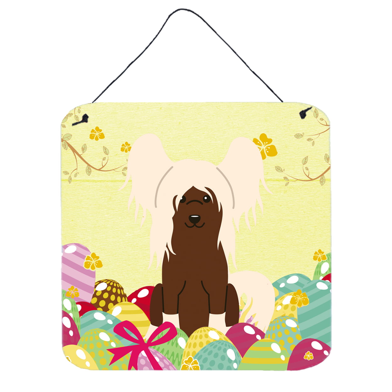 Easter Eggs Chinese Crested Cream Wall or Door Hanging Prints
