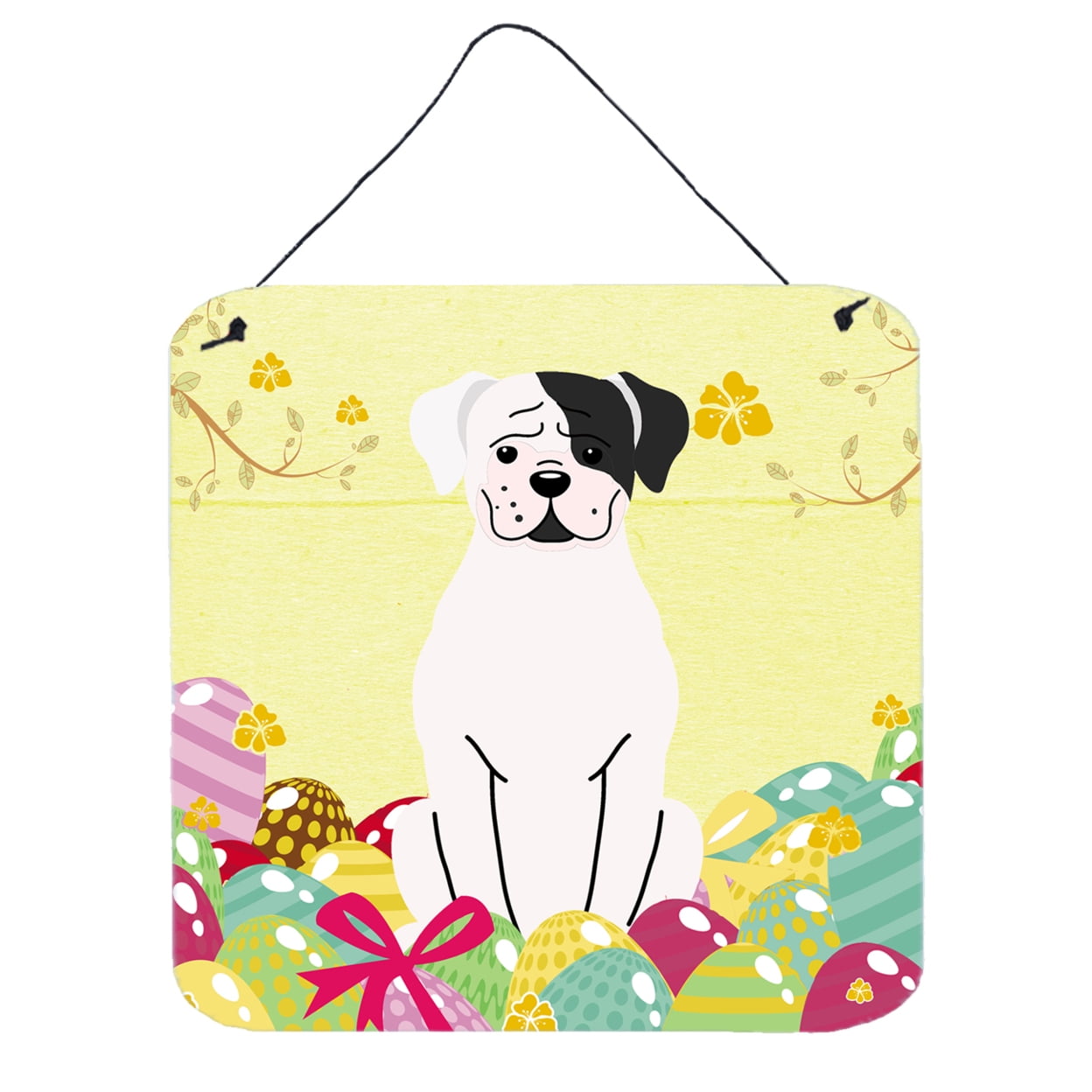 Easter Eggs White Boxer Cooper Wall or Door Hanging Prints
