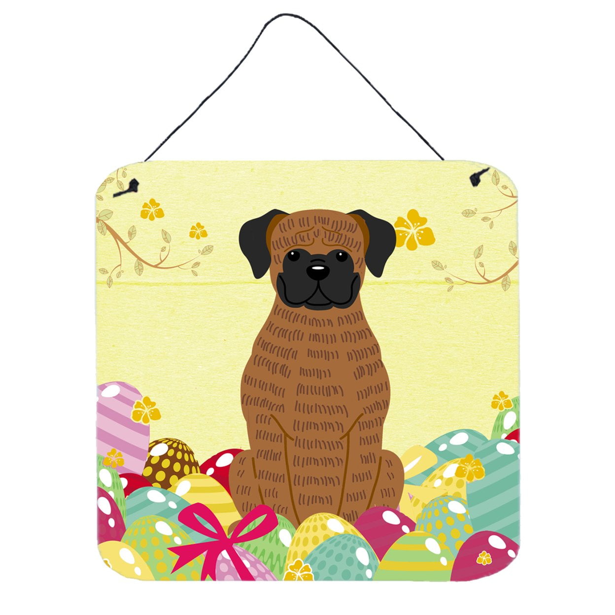Easter Eggs Brindle Boxer Wall or Door Hanging Prints