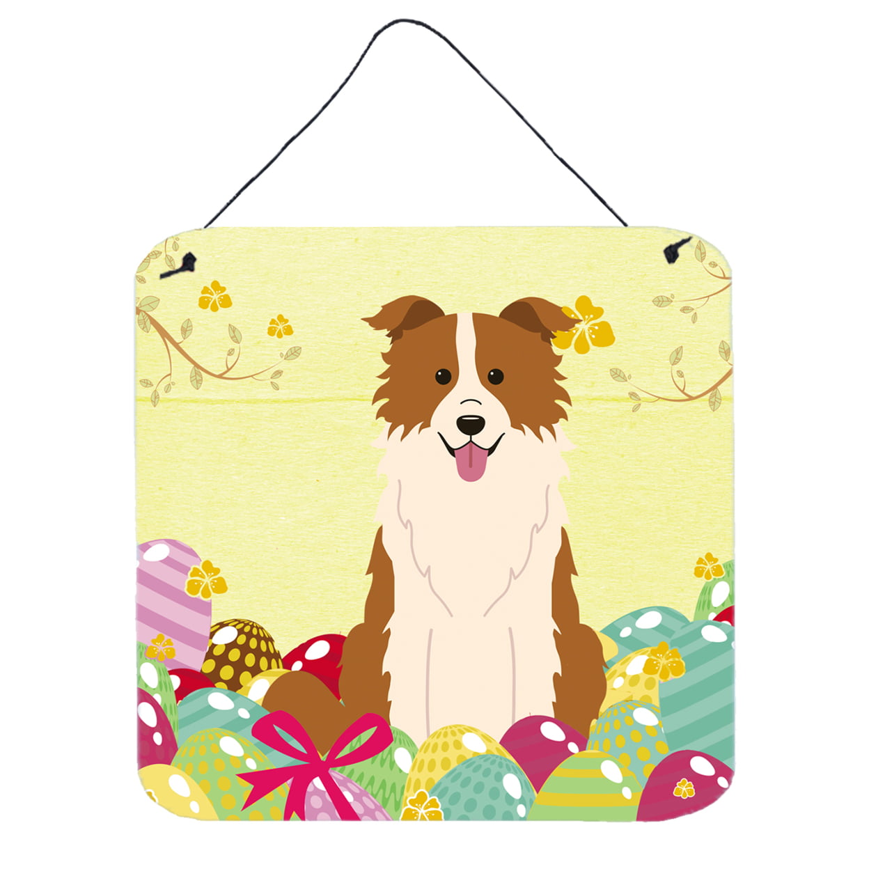 Picture of Carolines Treasures BB6119DS66 Easter Eggs Border Collie Red White Wall or Door Hanging Prints