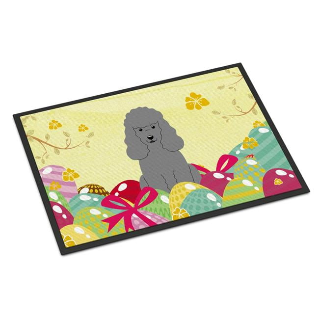 BB6068MAT 18 x 27 in. Easter Eggs Poodle Silver Indoor or Outdoor Mat
