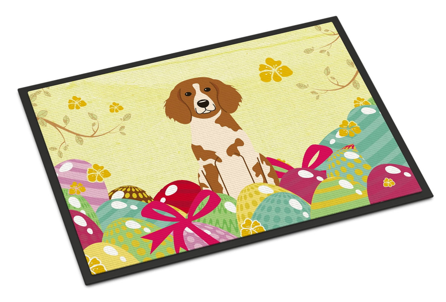 BB6072MAT 18 x 27 in. Easter Eggs Brittany Spaniel Indoor or Outdoor Mat