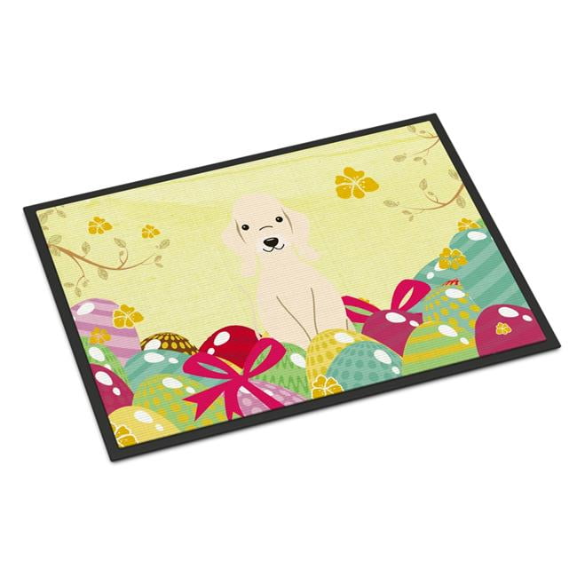 18 x 27 in. Easter Eggs Bedlington Terrier Sandy Indoor or Outdoor Mat