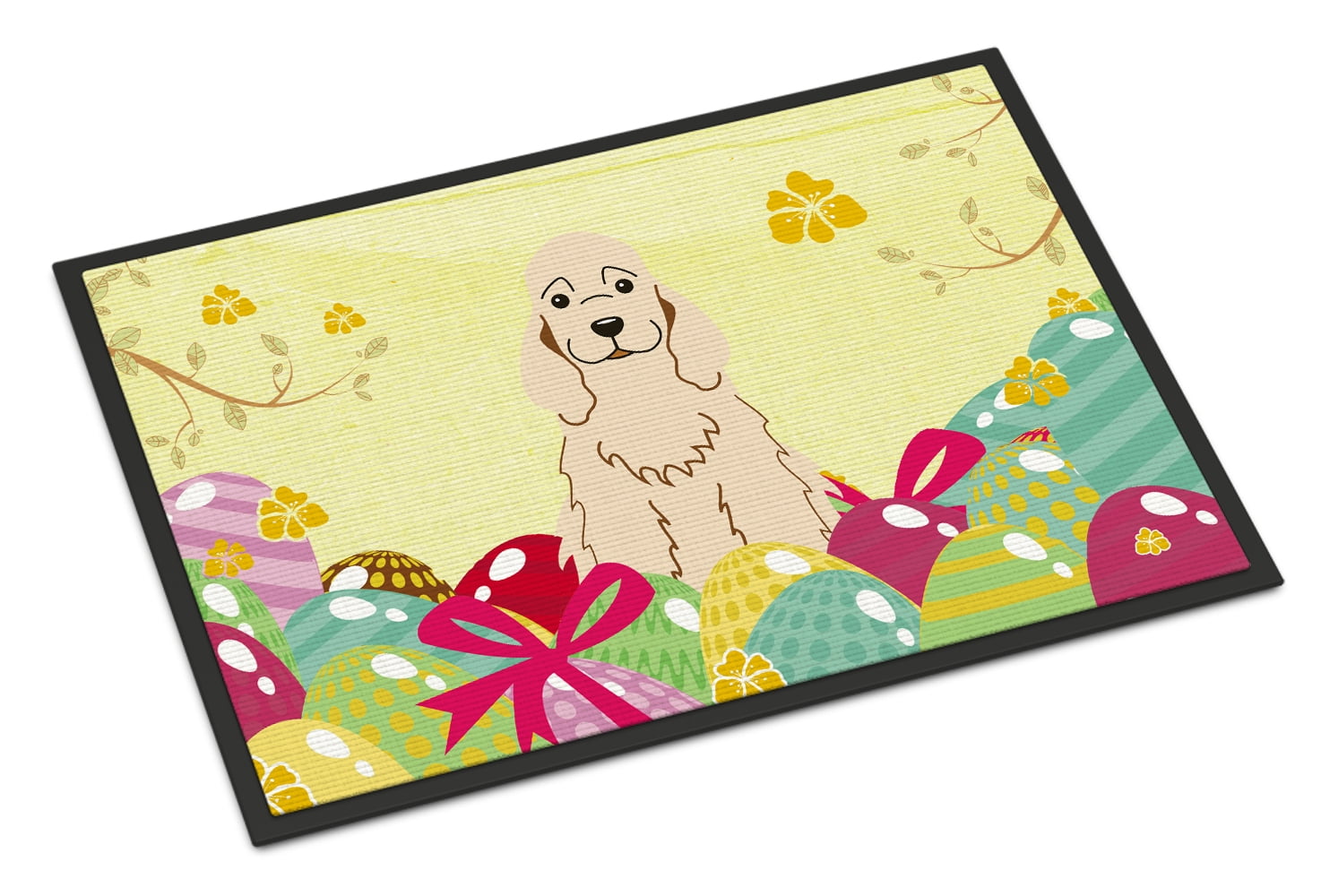 BB6094MAT 18 x 27 in. Easter Eggs Cocker Spaniel Buff Indoor or Outdoor Mat