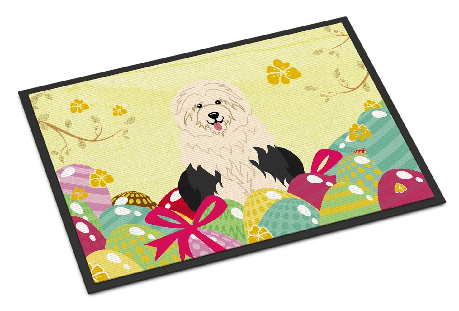 BB6096MAT 18 x 27 in. Easter Eggs Old English Sheepdog Indoor or Outdoor Mat
