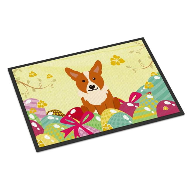 BB6100MAT 18 x 27 in. Easter Eggs Corgi Indoor or Outdoor Mat