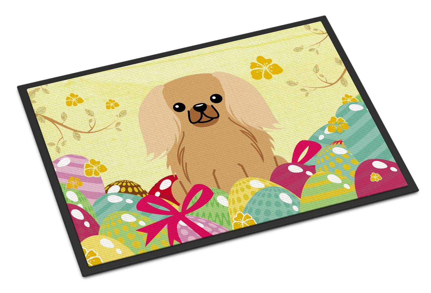 18 x 27 in. Easter Eggs Pekingnese Fawn Sable Indoor or Outdoor Mat