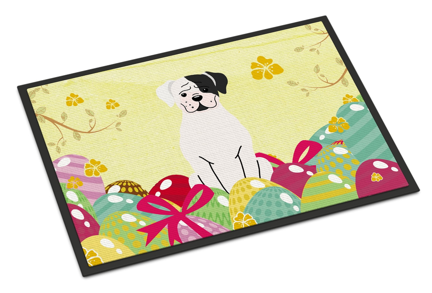 BB6114MAT 18 x 27 in. Easter Eggs White Boxer Cooper Indoor or Outdoor Mat