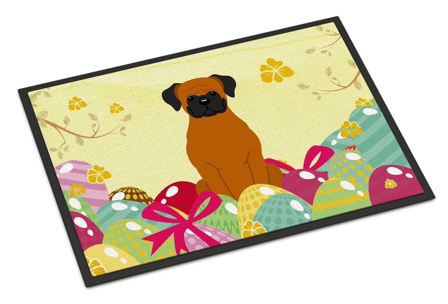 18 x 27 in. Easter Eggs Fawn Boxer Indoor or Outdoor Mat
